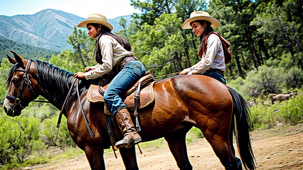 Western Cowgirl、Ride a horse through the wilderness、With my Indian friend