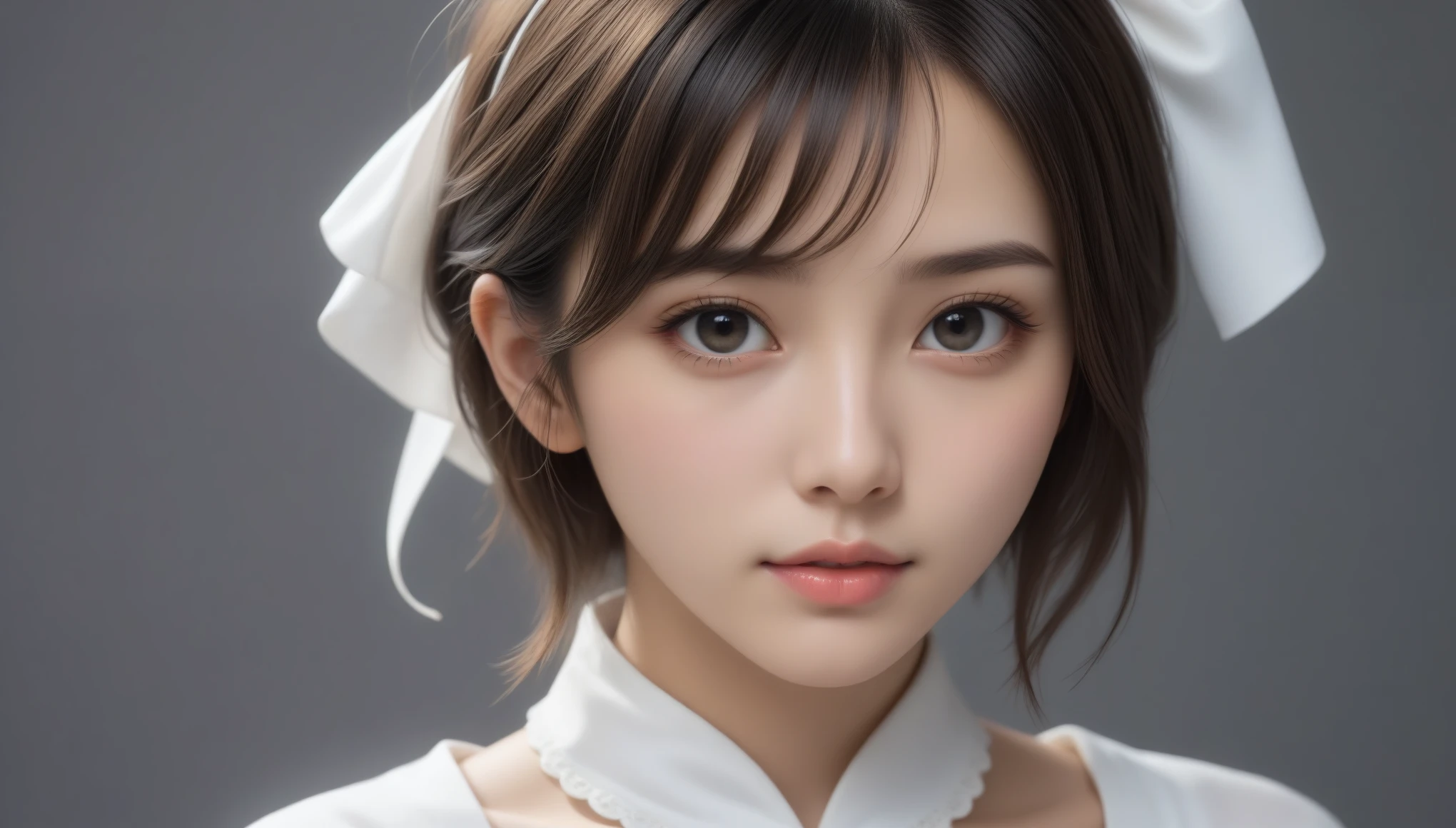 8k, Ultra-high resolution, Highest quality, masterpiece, 三分割法によるphotograph,Surreal, photograph, 1 Girl, (16 years old:1.3), pretty girl, Cute Face, Beautiful eyes in every detail, 細かくdetailedに,masterpiece,One Girl:1.2, Japan Female Announcer,extream close up,sad,streaming tears,Black short hair,Messy hair,(Nun's clothing:1.3),(印象派の美しい少女のPortraiture), (Gray background:1.3),(Impressionist light and colour),prayer,Realistic Skin, Perfect and beautiful face ,完璧でCute Face, Skin with attention to detail, Perfect limbs、Narrow waist,Looking at the audience、beauty,Long neck,clavicle,(((Ideal body type))),A cup small breasts :2,Portraiture:2,Perfect Anatomy,鮮明なdetailed,detailed,Surreal,Light and shadow,spotlight
