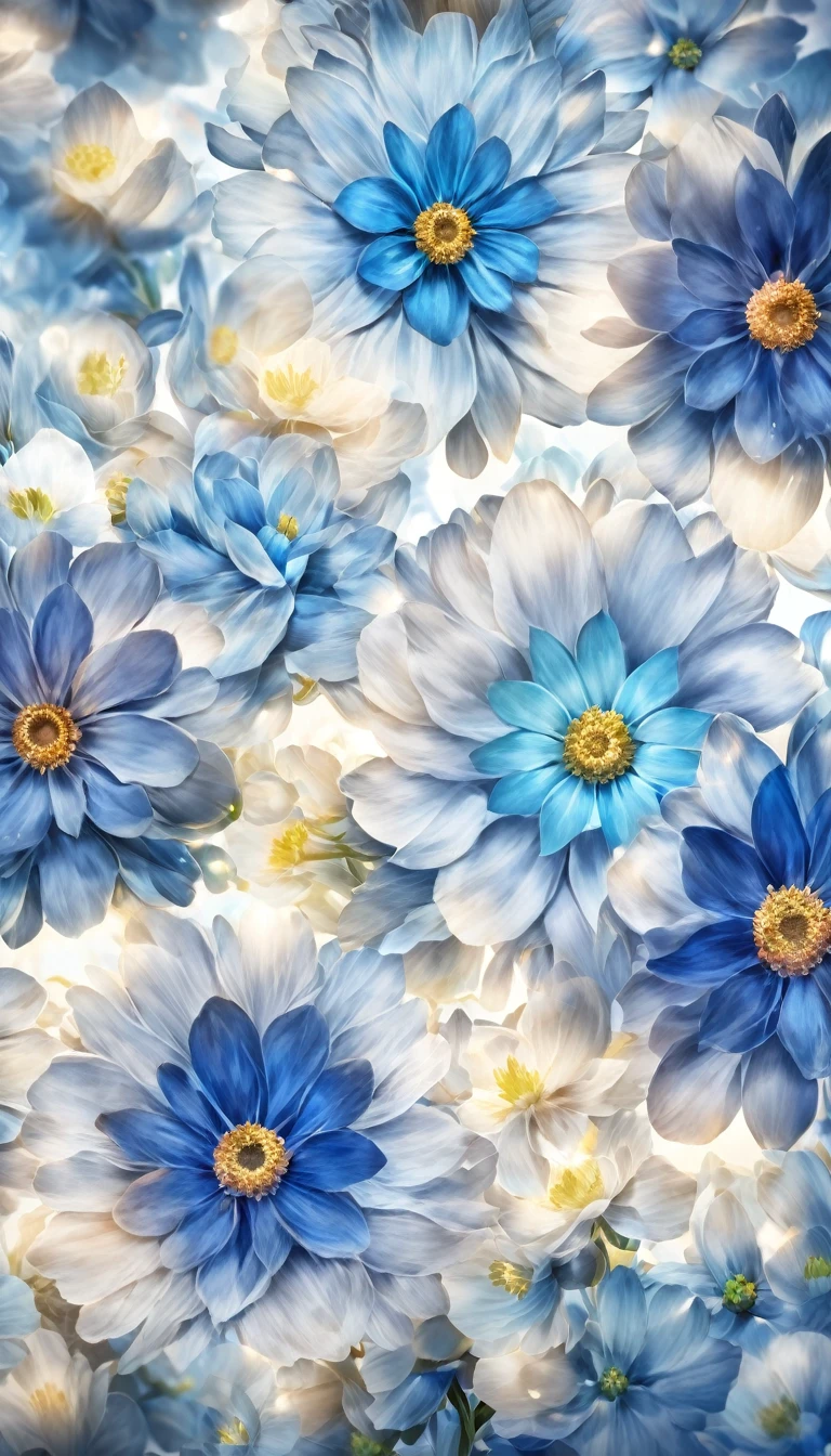 Background of different kinds of light blue flowers in full HD