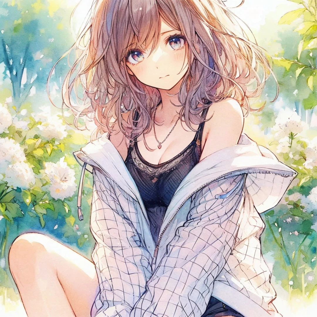 Official art using high-quality hand-drawn watercolor sketch techniques. (best quality,4k,8k,highres,masterpiece:1.2),ultra-detailed,beautiful detailed eyes,A girl with beautiful eyes, everyone, beautiful anime girl, cute anime girl, smooth anime art, anime style, elegant colors, soft lighting, delicate beautiful eyes, very coquettish, (beautiful large breast:1.2), (correct hands:1.2),