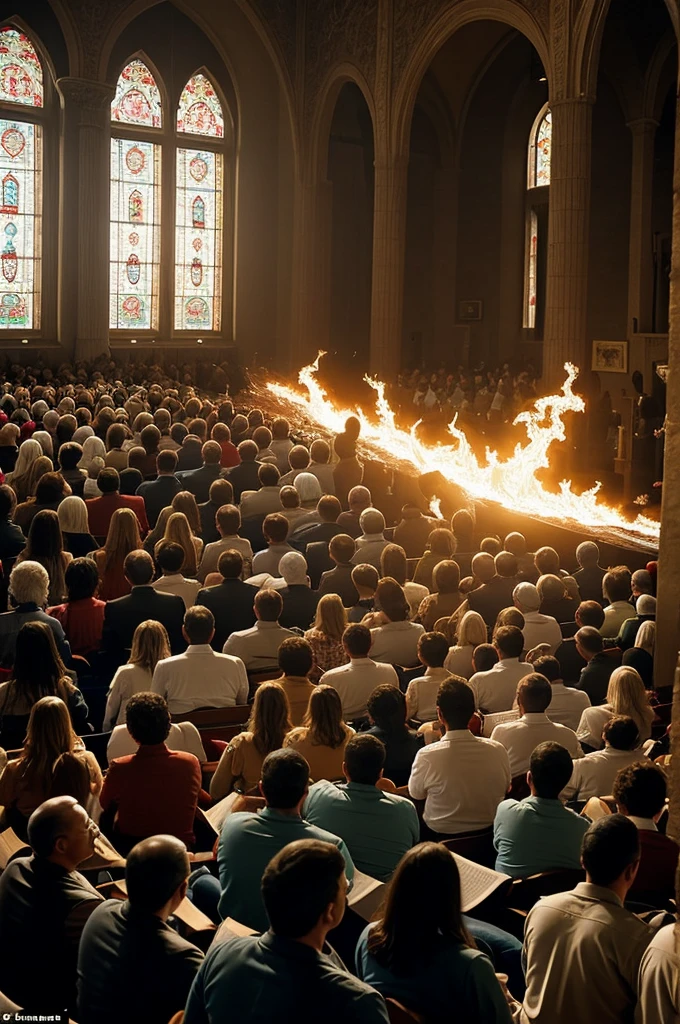 And suddenly there came from heaven a noise like a mighty wind blowing, which filled the entire house where they were sitting; and divided tongues appeared to them, like fire, settling on each of them.