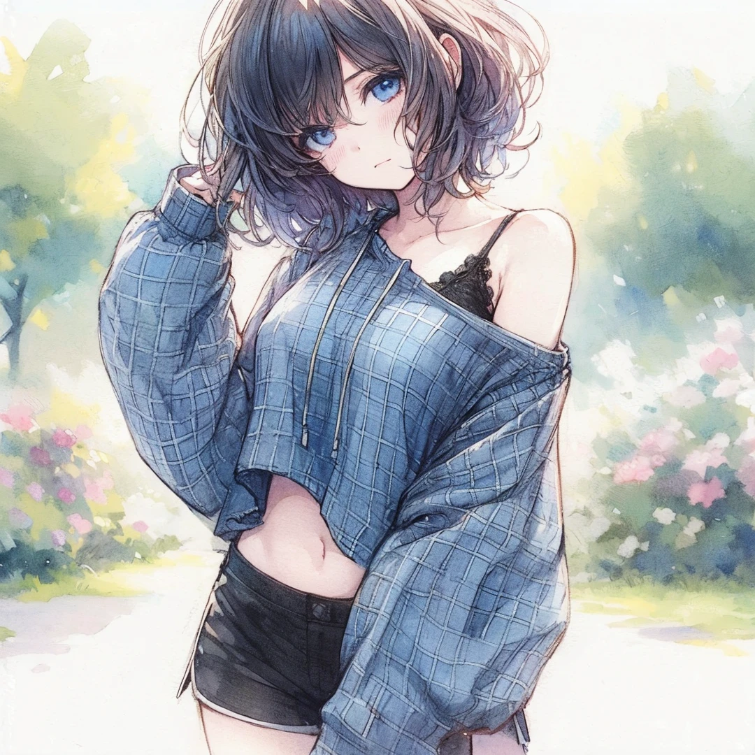 Official art using high-quality hand-drawn watercolor sketch techniques. (best quality,4k,8k,highres,masterpiece:1.2),ultra-detailed,beautiful detailed eyes,A girl with beautiful eyes, everyone, beautiful anime girl, cute anime girl, smooth anime art, anime style, elegant colors, soft lighting, delicate beautiful eyes, very coquettish, (beautiful large breast:1.2), (correct hands:1.2),