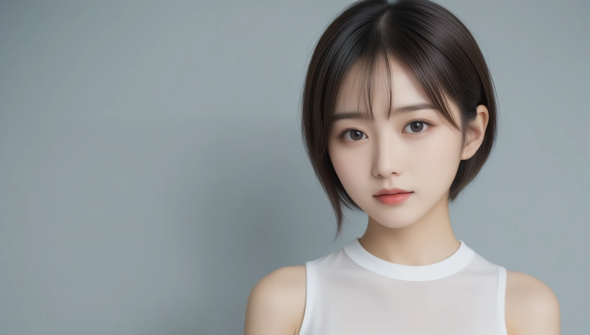 8k, Ultra-high resolution, Highest quality, masterpiece, 三分割法によるphotograph,Surreal, photograph, 1 Girl, (16 years old:1.3), pretty girl, Cute Face, Beautiful eyes in every detail, 細かくdetailedに,masterpiece,One Girl:1.2, Japan Female Announcer,extream close up,sad,streaming tears,Black short hair,Messy hair,(Nun's clothing:1.3),(印象派の美しい少女のPortraiture), (Gray background:1.3),(Impressionist light and colour),prayer,Realistic Skin, Perfect and beautiful face ,完璧でCute Face, Skin with attention to detail, Perfect limbs、Narrow waist,Looking at the audience、beauty,Long neck,clavicle,(((Ideal body type))),A cup small breasts :2,Portraiture:2,Perfect Anatomy,鮮明なdetailed,detailed,Surreal,Light and shadow,spotlight