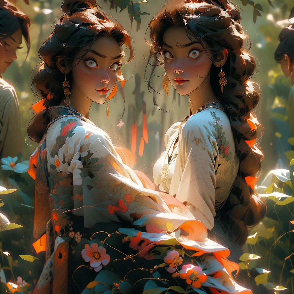 Fierce warrior woman golden eyes, tan skin, wild short black hair