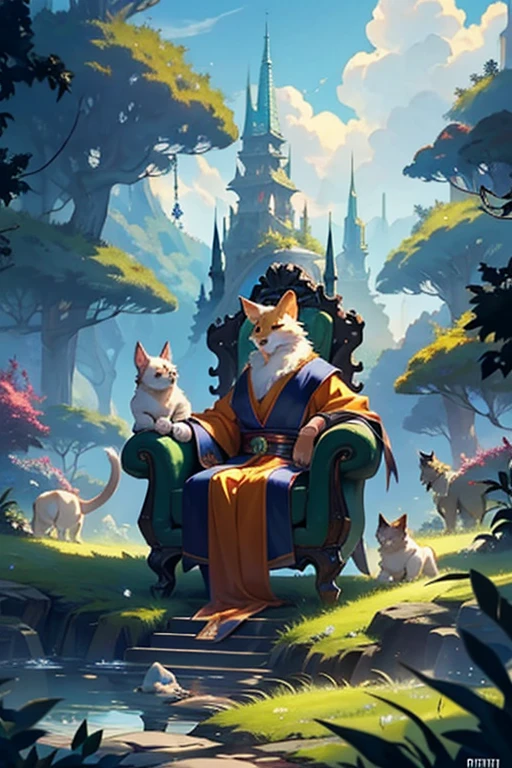 In this unique and captivating image, the focal point is a logo boldly emblazoned with the words "PET KINGDOM." Above the text, a harmonious array of dogs and cats are gathered, each one displaying their distinctive characteristics and personalities. The creatures have managed to claim the iconic Dragon Balls as their own, resting atop them like a regal throne. The Dragon Balls themselves shimmer with an otherworldly glow, adding to the surreal and fantastical atmosphere of the scene.
The setting is a serene landscape, with lush greenery and a tranquil sky, creating a perfect backdrop for the adorable pets and their intriguing