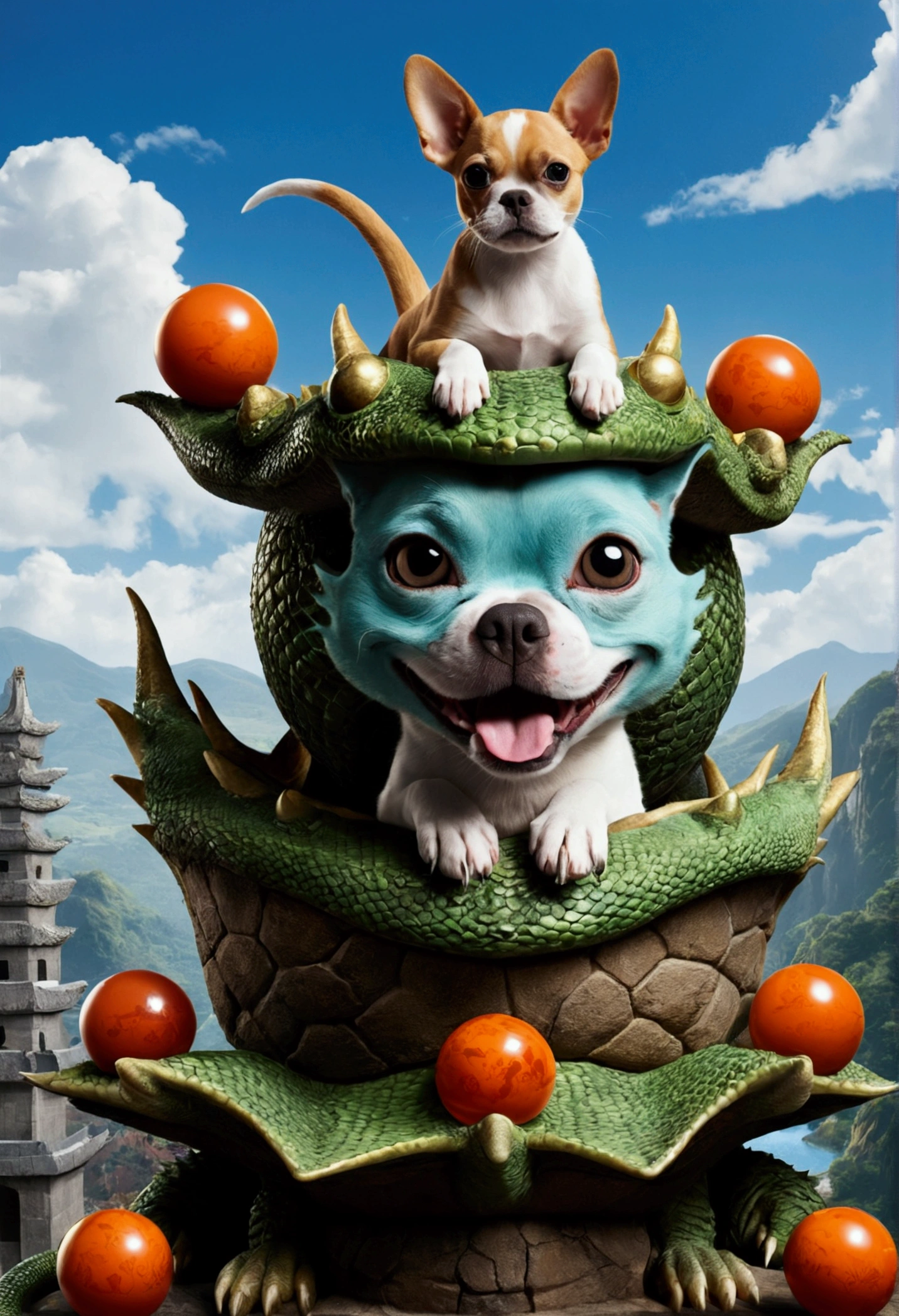 Once "PET KINGDOM" with dogs and cats on top of the dragon balls