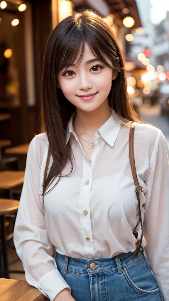 Cute girl working at a cafe terrace Japanese 19age
Professional Lighting Digital SLR Beautiful and elaborate face Perfect and beautiful face Big eyes Smile