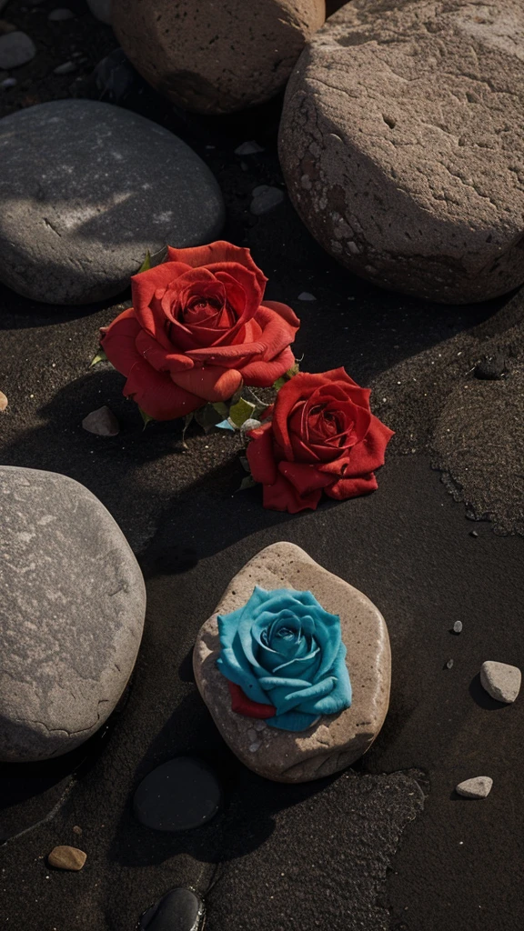 Create a fine multiple colours of rocks with rose colour background