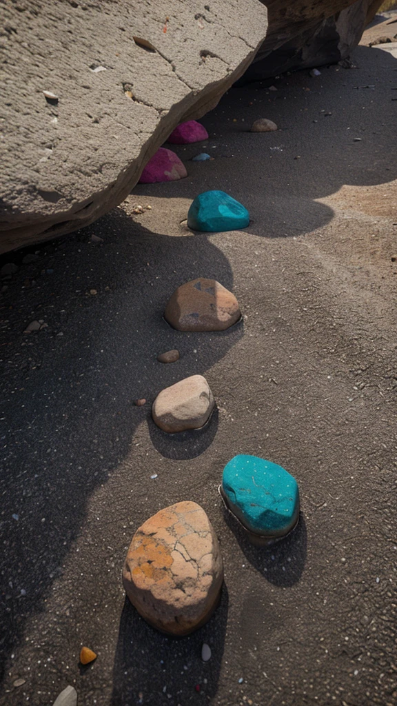 Create a fine multiple colours of rocks with rose colour background