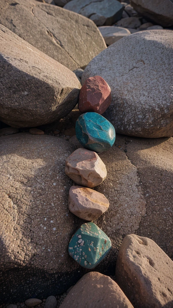 Create a fine multiple colours of rocks with rose colour background