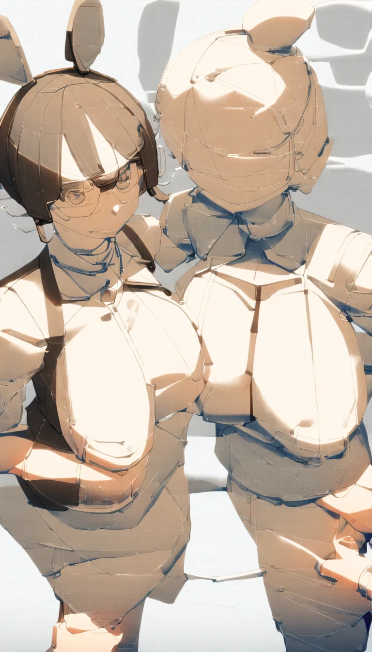 masterpiece, Highest quality, Beautiful face and eyes in every detail, Two Girls, Cute idol, Cool Idol, Event Stage,bunnygirl costume, sing, Laughter,(hyper Huge :1.9)(shirt:1.8),(nipple:1.5)view:1.4),(Side by side:1.7),(slouch:1.7),(breasts grab:1.8)1.7),( hold one's chest with one's arms:1.5),