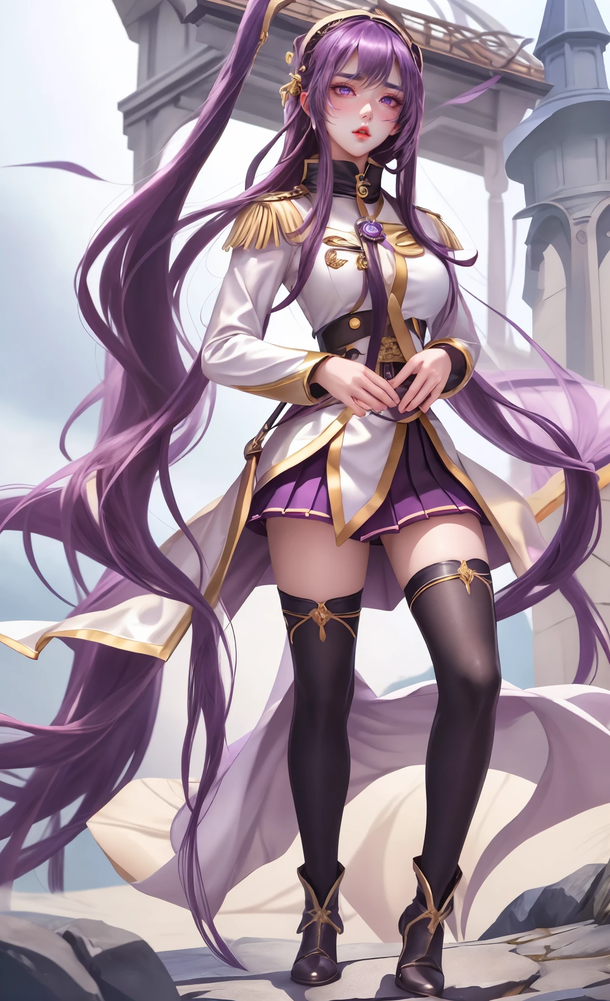 Chica anime en uniforme militar