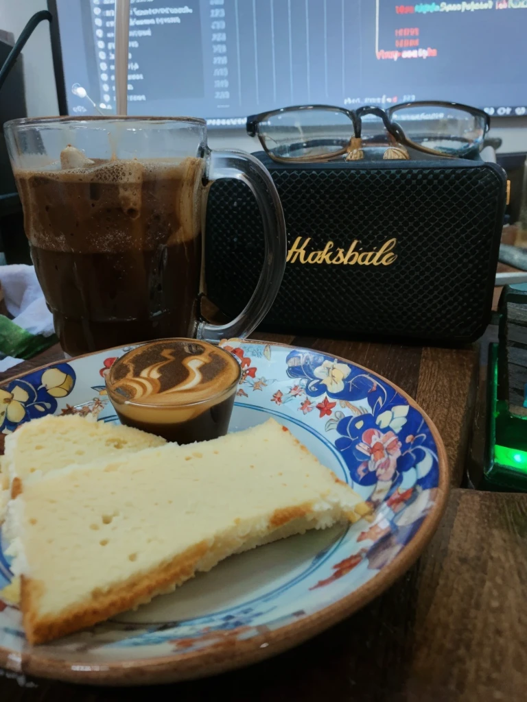 Coffee,in cafe, light smooth, speaker