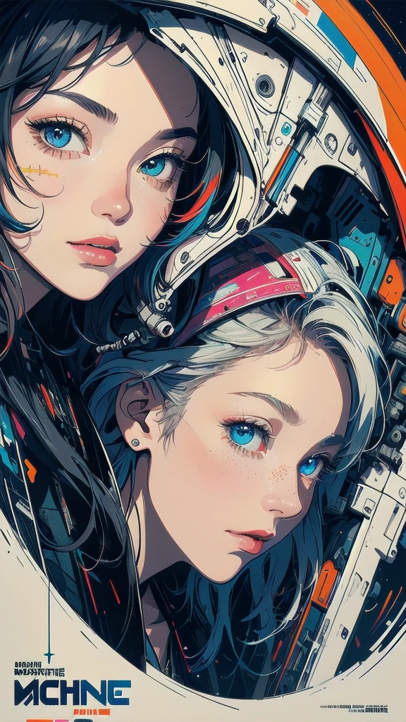 (((masterpiece, highest quality))),(((solo:1.2))),(((1girl:1.2))),32k wallpaper, very detailed, poster, vintage science fiction,(((((geometric cinematic movie poster))))), ((bauhaus)),(shape),(((abstract))),(mid century modern),movie poster,(((((portfolio))))),(((((Close-up))))),(((((bust up))))),((((more various angle)))),(((highlight))),Vast landscape,((((heterochromia)))),(((complete. detailed face))),(((Extremely talented))),(((most complecated machine))),(Colorful color scheme)