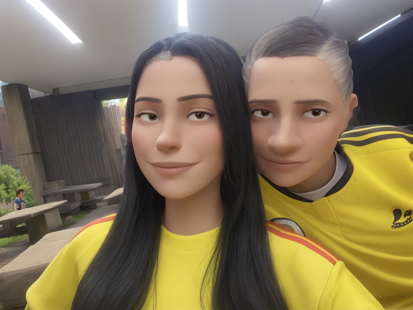 they are sitting on a bench together in a park, magalie villeneuve, lovely couple, with a park in the background, sandra chevier, happy couple, profile image, thomas danthony and malika favre, photo portrait, by Francesco Raibolini, photo taken in 2 0 2 0, szekely bertalan and lotz karoly