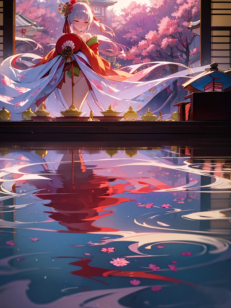 (Sumilux f1.4 50mm , low Latitude old color negative film , cross process , bokeh, flare, chromatic aberration , soft focus, (Shallow focus) , soft glow , Maximum aperture, High Key , Transparent depiction)  , kawaii hentai anime , Elegance  erotica , Japanese Heian period , Shrine maiden girl, kitsune mask , (round Maro eyebrows) , kimono , (Peony flowers blooming:0.8) , steamy breath , Kagura Dance , passion , Drinking amazake , Drunkard , seduce , Hyakki yagyo emaki , Demons and monsters run rampant , Clothes come undone , semi nude , on the futon , bare Collarbone , Sleep together