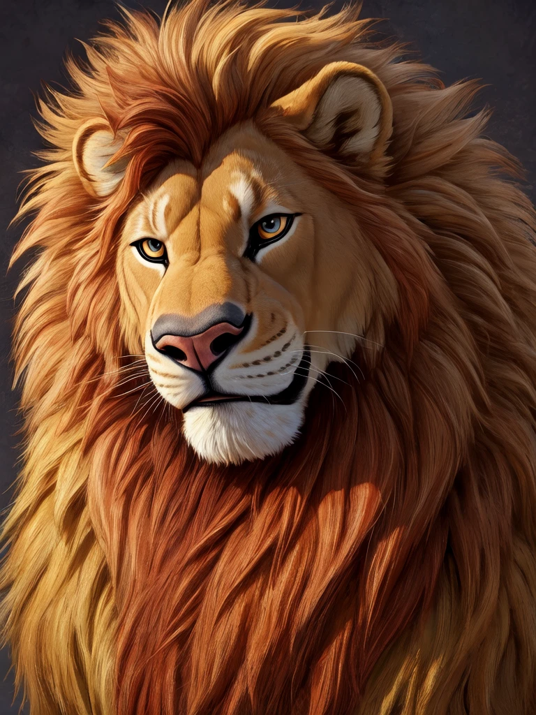 (high quality, highres, masterpiece), male, lion, seductive, closeup, curtain hairstyle, curtain haircut