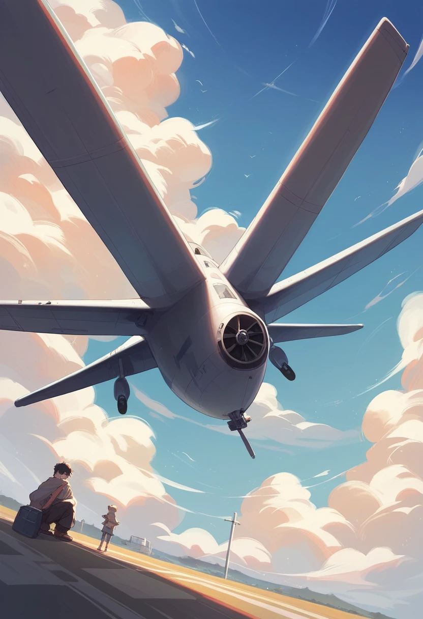 View of the sky taken off from an anime-type plane