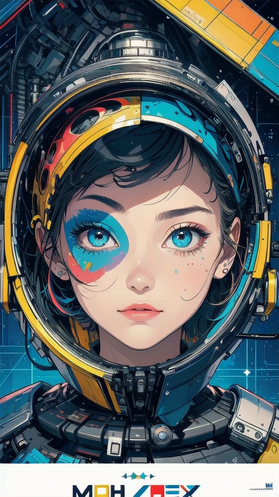 (((masterpiece, highest quality))),(((solo:1.2))),(((1girl:1.2))),32k wallpaper, very detailed, poster, vintage science fiction,(((((geometric cinematic movie poster))))), ((bauhaus)),(shape),(((abstract))),(mid century modern),movie poster,(((((portfolio))))),(((((Close-up))))),(((((bust up))))),((((more various angle)))),(((highlight))),Vast landscape,((((heterochromia)))),(((complete. detailed face))),(((Extremely talented))),(((most complecated machine))),(Colorful color scheme)