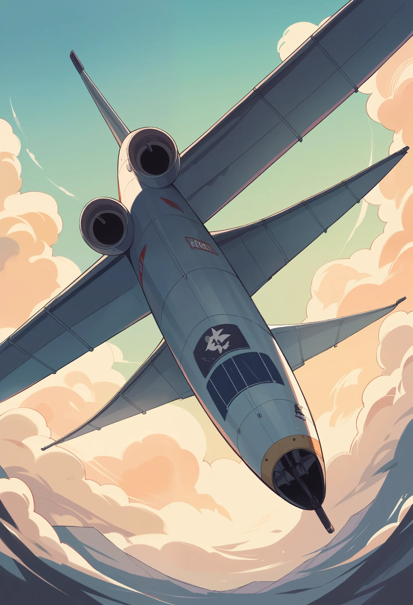View of the sky taken off from an anime-type plane