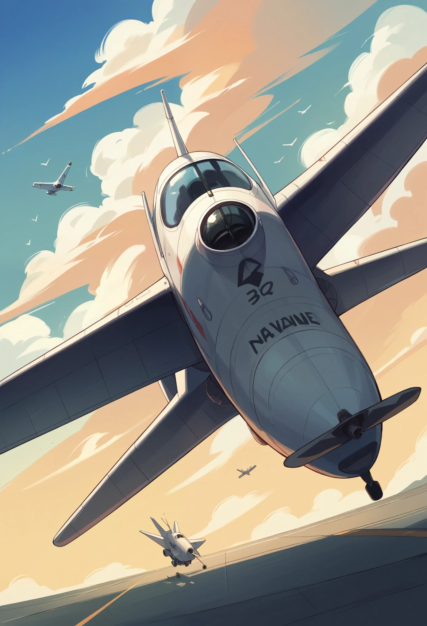 View of the sky taken off from an anime-type plane