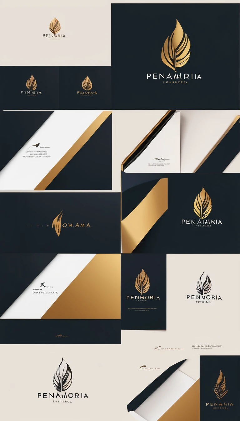 A minimal, modern, simple, cinematic logo design for the brand “Penamemoria". Create a modern, minimalistic, high-quality, logo of a memory feather. The logo must be convey a sense of dreams, stories, memories, music and imagination.