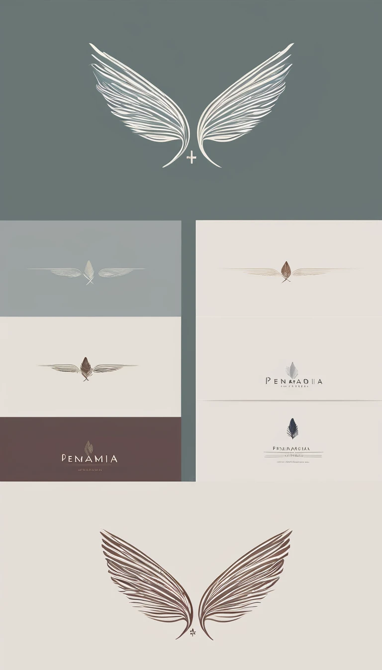 A minimal, modern, simple, cinematic logo design for the brand “Penamemoria". Create a modern, minimalistic, high-quality, logo of a memory feather. The logo must be convey a sense of dreams, stories, memories, music and imagination.