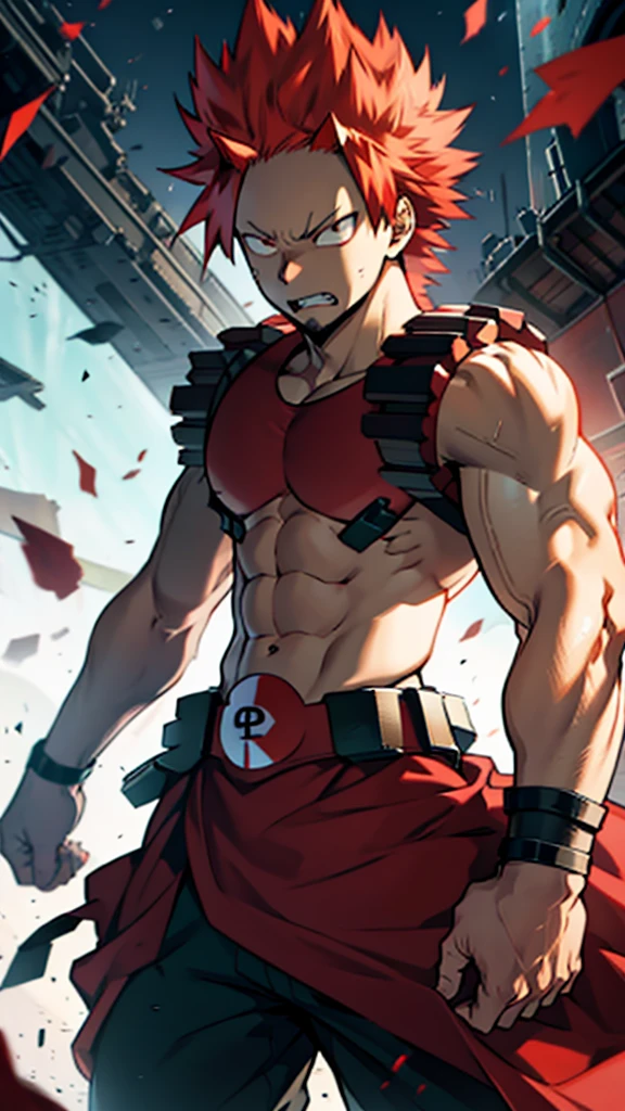 kirishima of my hero academia, adult, angry, unbreakable, using the quirk