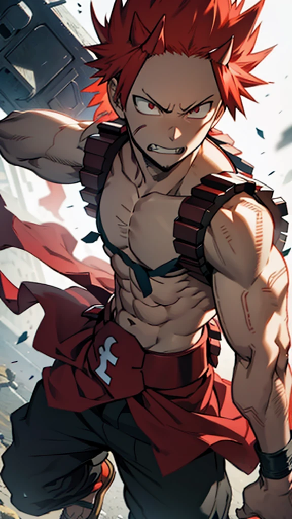 kirishima of my hero academia, adult, angry, unbreakable, using the quirk