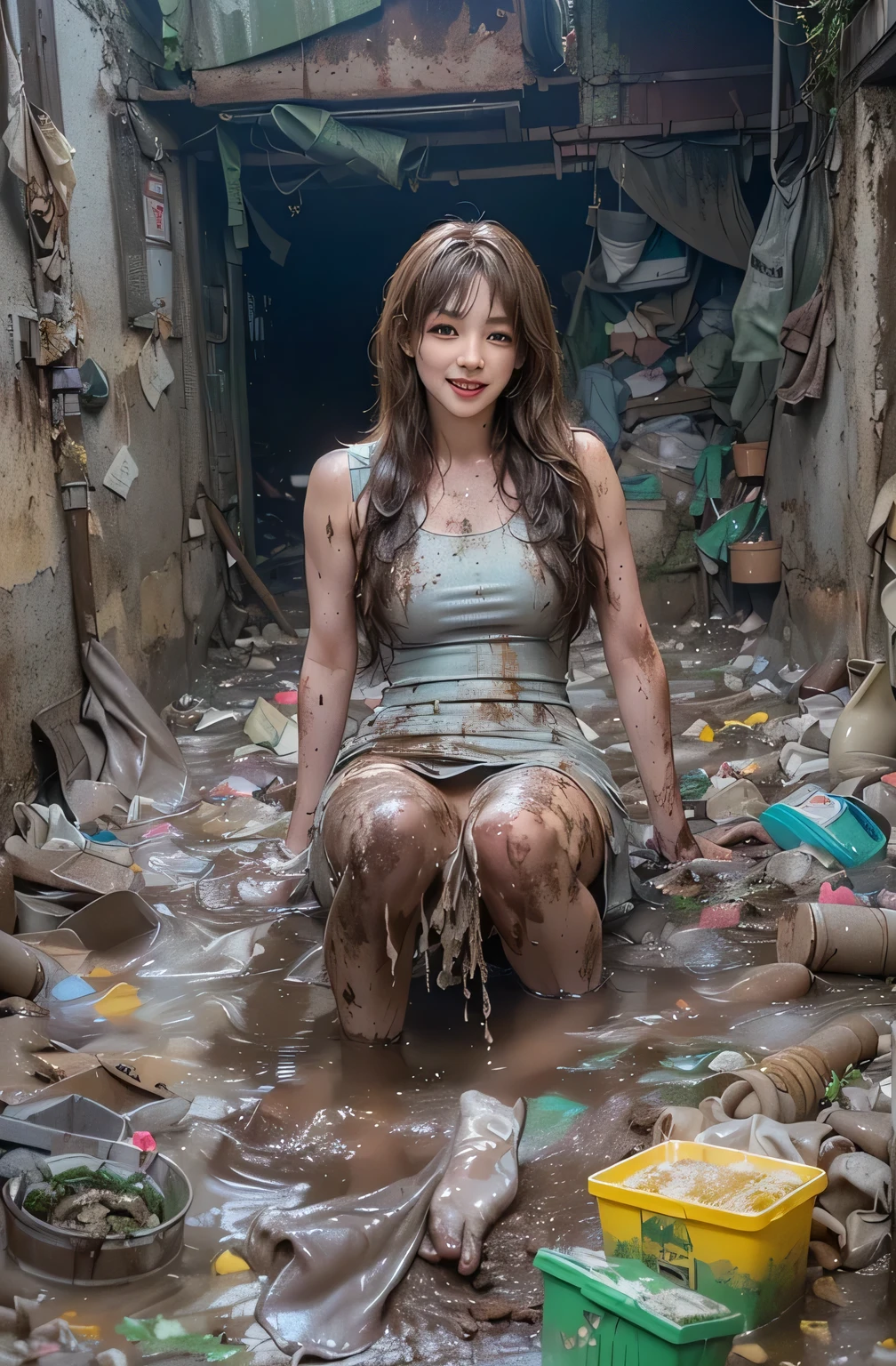 The face is dirty、Dirty with mush、