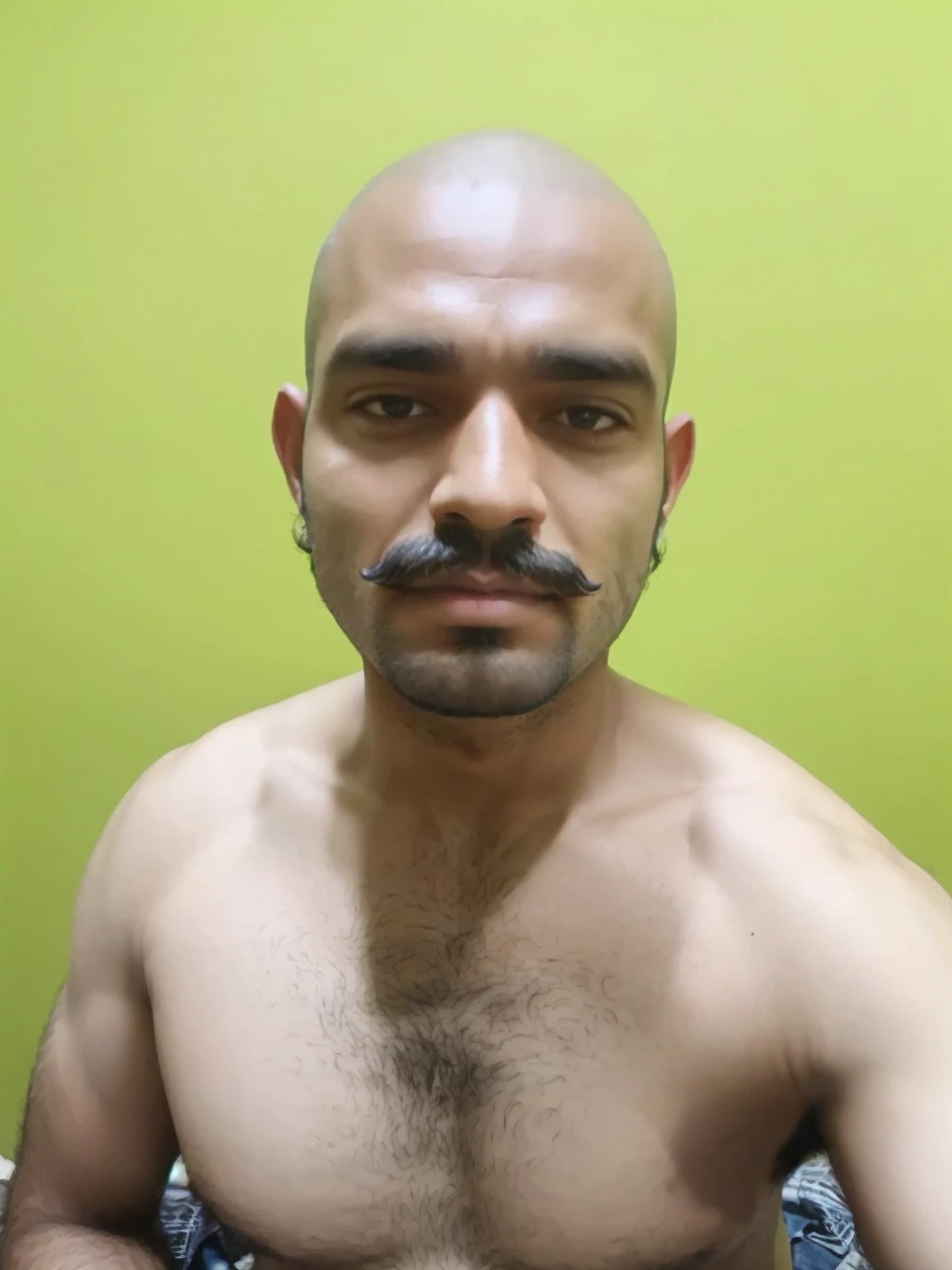 Dark black mustache, mustached man, handalbar mustache, messy hairy chest, hairry bear chest, full body hairy, hair on chest.