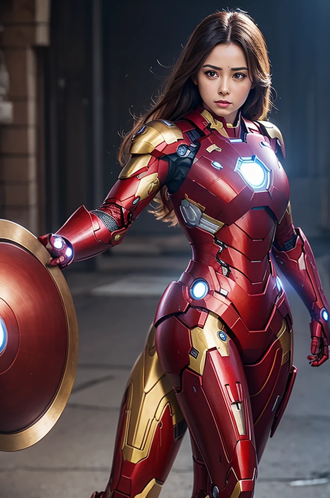 Woman with iron man armor