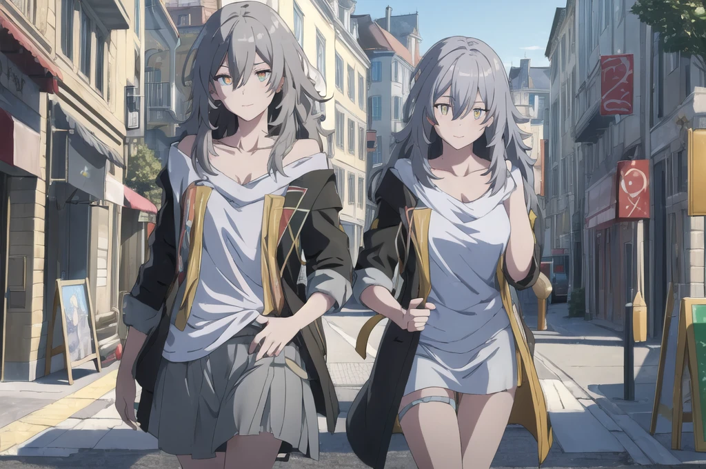 (masterpiece,best quality:1.4),(highres,perfect anatomy:1.2),official wallpaper,pixiv id,
outdoors,street,lamppost,
1girl,solo,(full body:0),silver hair,bronya zaychik,
collarbone,(long hair,bangs,hair between eyes),(bright pupils,detailed pupils,glint),seductive smile,(blush:0),
