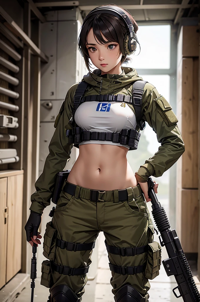 Best sexy small breasts wearing only a box boot high barrel ammo belt braid hair virtual reality glasses green backpack iron mask using a nsfw rifle
