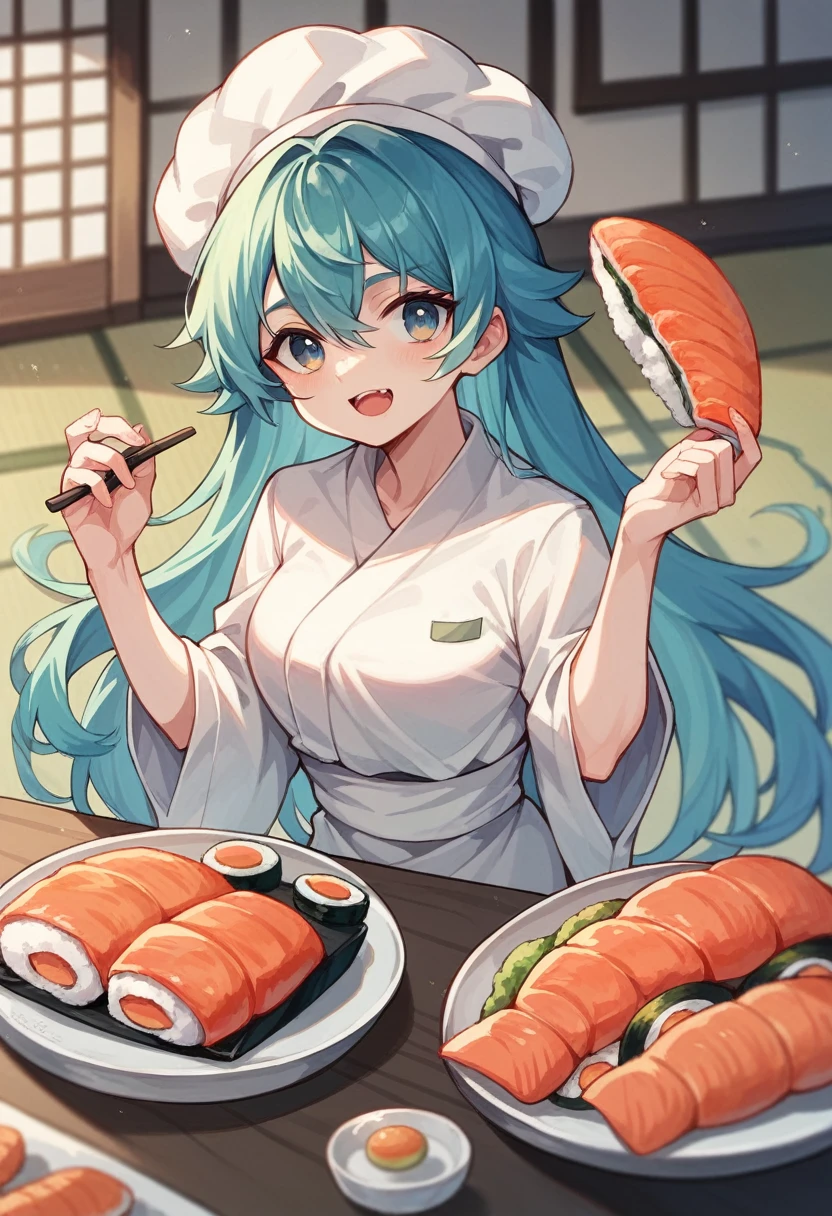 exceptional quality, very detail,
Japanese sushi chef kitten is making fish sushi by hand, looking at sushi,
very detailed,