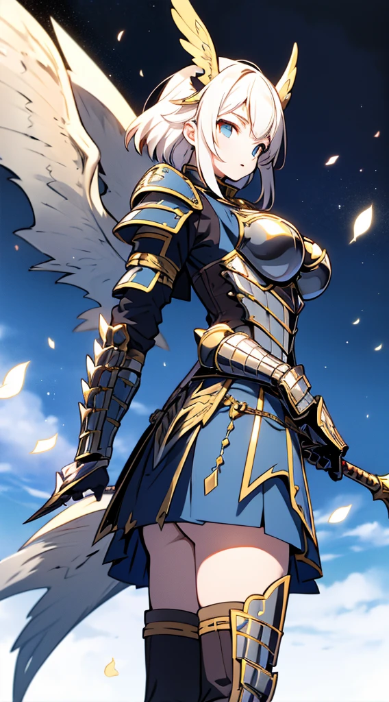 knight，Dragon Girl，Anthropomorphic Dragon，Dragon Horn，knightarmor，Plate，Breastplate，Wristband，Arm Guard，Metal armor，armor，wing，巨龙wing，巨龙knight女孩，Big breasts，Pale，silver white，White hair，White scales，Dragon Claw，butt，大butt，Big breasts，Big breasts，armor，knight长枪，Holding a spear，knight长矛，手持knight长矛长矛，Huge spear，Fantasy style，Fantasy style，Skirt Armor，Skirt，Dragon Tail，巨Dragon Tail，Fleshy tail，Chubby tail