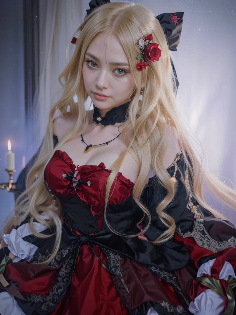 anime girl with long hair and a Victorian dress with a very plunging neckline, beautiful anime portrait, gothic maiden anime girl, cute anime waifu in a nice dress, blonde anime girl with long hair, beautiful anime woman, blonde - haired princess, beautiful anime girl, guweiz, beautiful anime style, detailed digital anime art, detailed portrait of anime girl, beautiful anime art