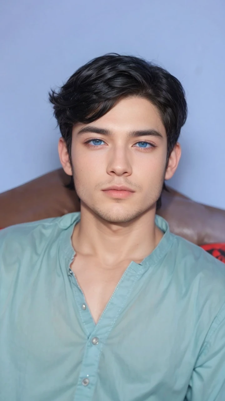Male characters with black hair and blue eyes 
