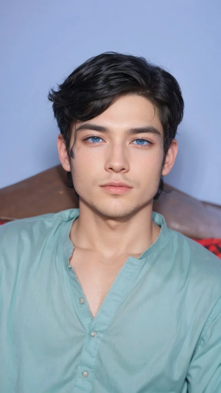 Male characters with black hair and blue eyes 