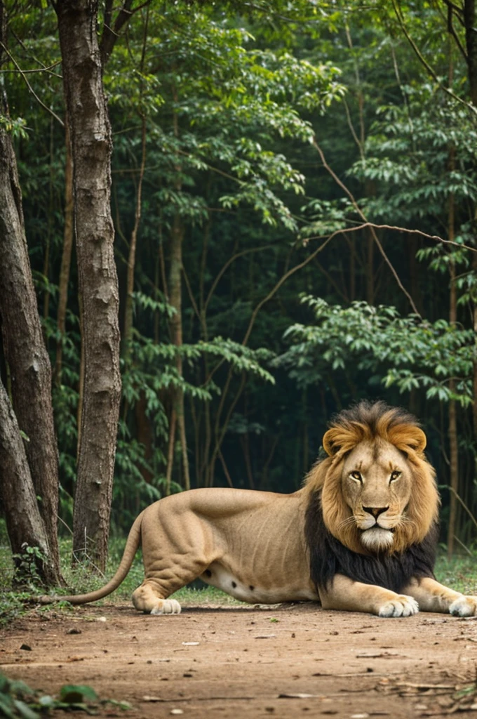 A lion talking about jungle with other animal