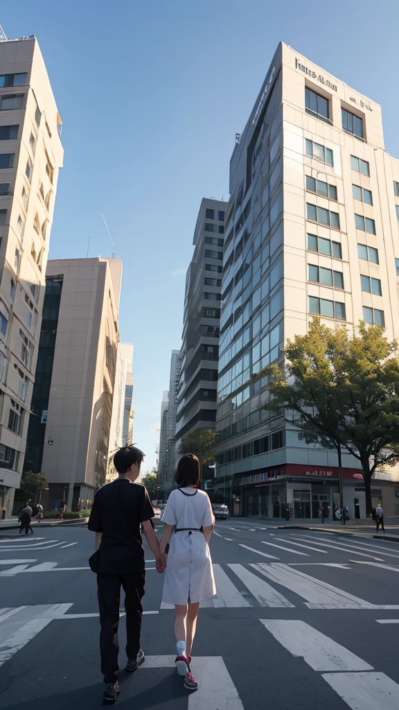 There were many people walking in front of the hospital.