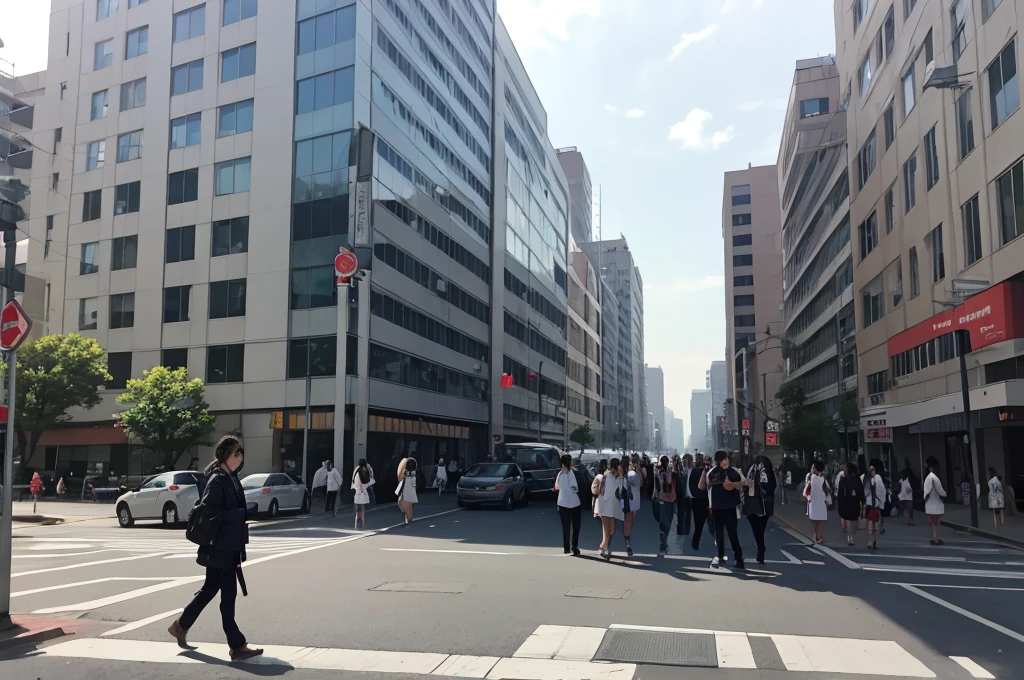 There were a lot of people walking in front of the hospital.