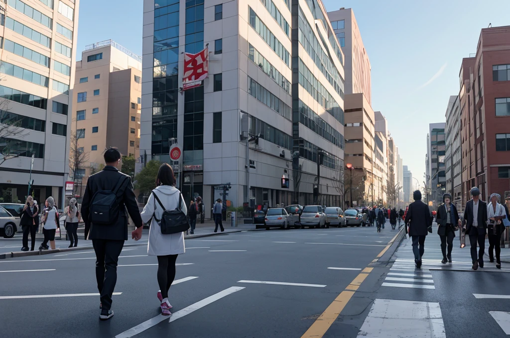 There were a lot of people walking in front of the hospital.