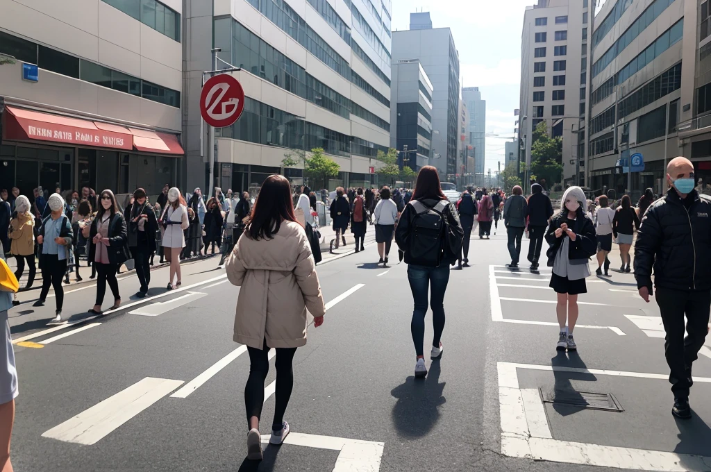 There were a lot of people walking in front of the hospital.
