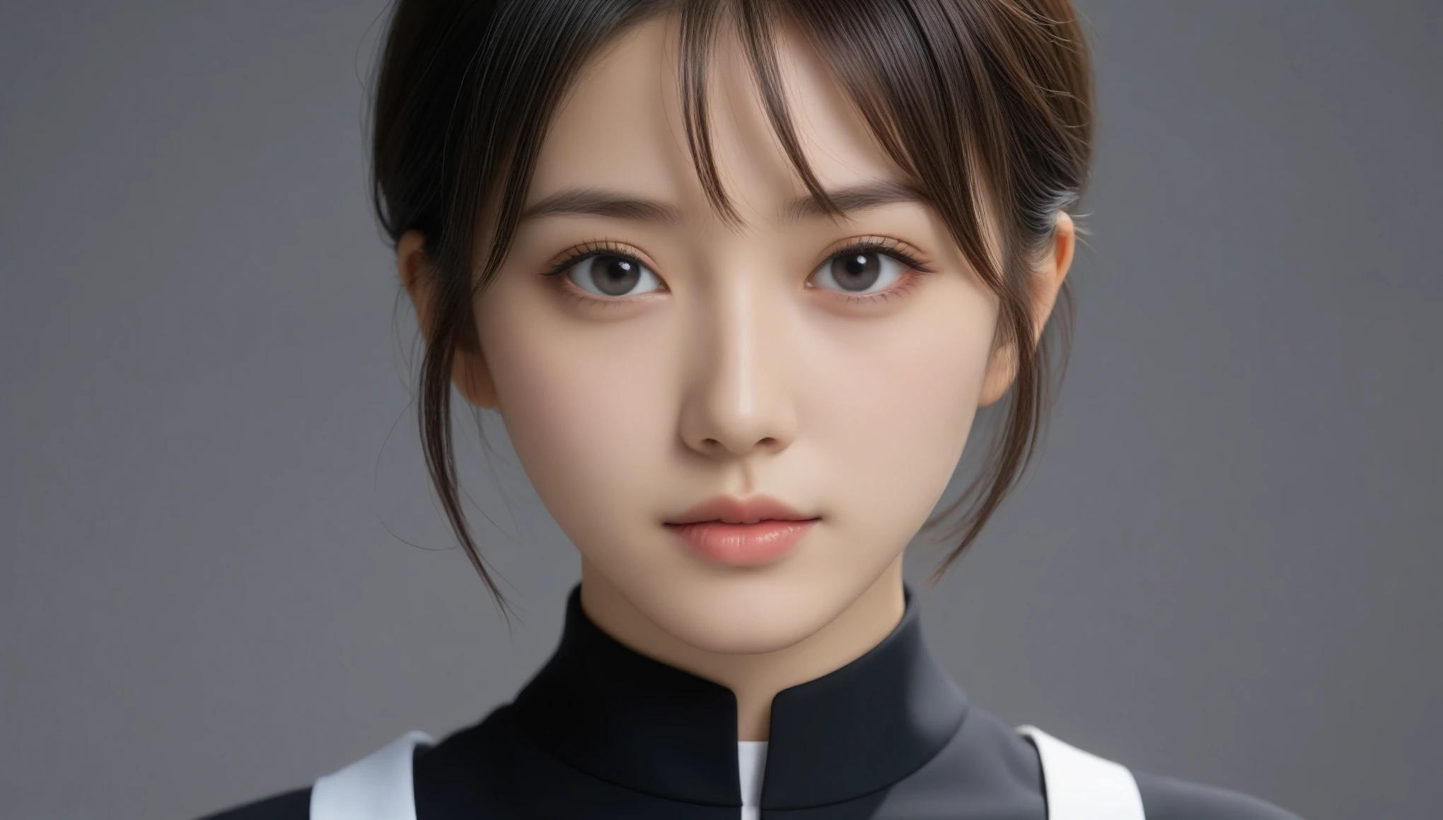 8k, Ultra-high resolution, Highest quality, masterpiece, 三分割法によるphotograph,Surreal, photograph, 1 Girl, (16 years old:1.3), pretty girl, Cute Face, Beautiful eyes in every detail, 細かくdetailedに,masterpiece,One Girl:1.2, Japan Female Announcer,extream close up,sad,streaming tears,Black short hair,Messy hair,(black suit:1.3),Nun's clothing,(印象派の美しい少女のPortraiture), (Gray background:1.3),(Impressionist light and colour),prayer,Realistic Skin, Perfect and beautiful face ,完璧でCute Face, Skin with attention to detail, Perfect limbs、Narrow waist,Looking at the audience、beauty,Long neck,clavicle,(((Ideal body type))),A cup small breasts :2,Portraiture:2,Perfect Anatomy,鮮明なdetailed,detailed,Surreal,Light and shadow,spotlight