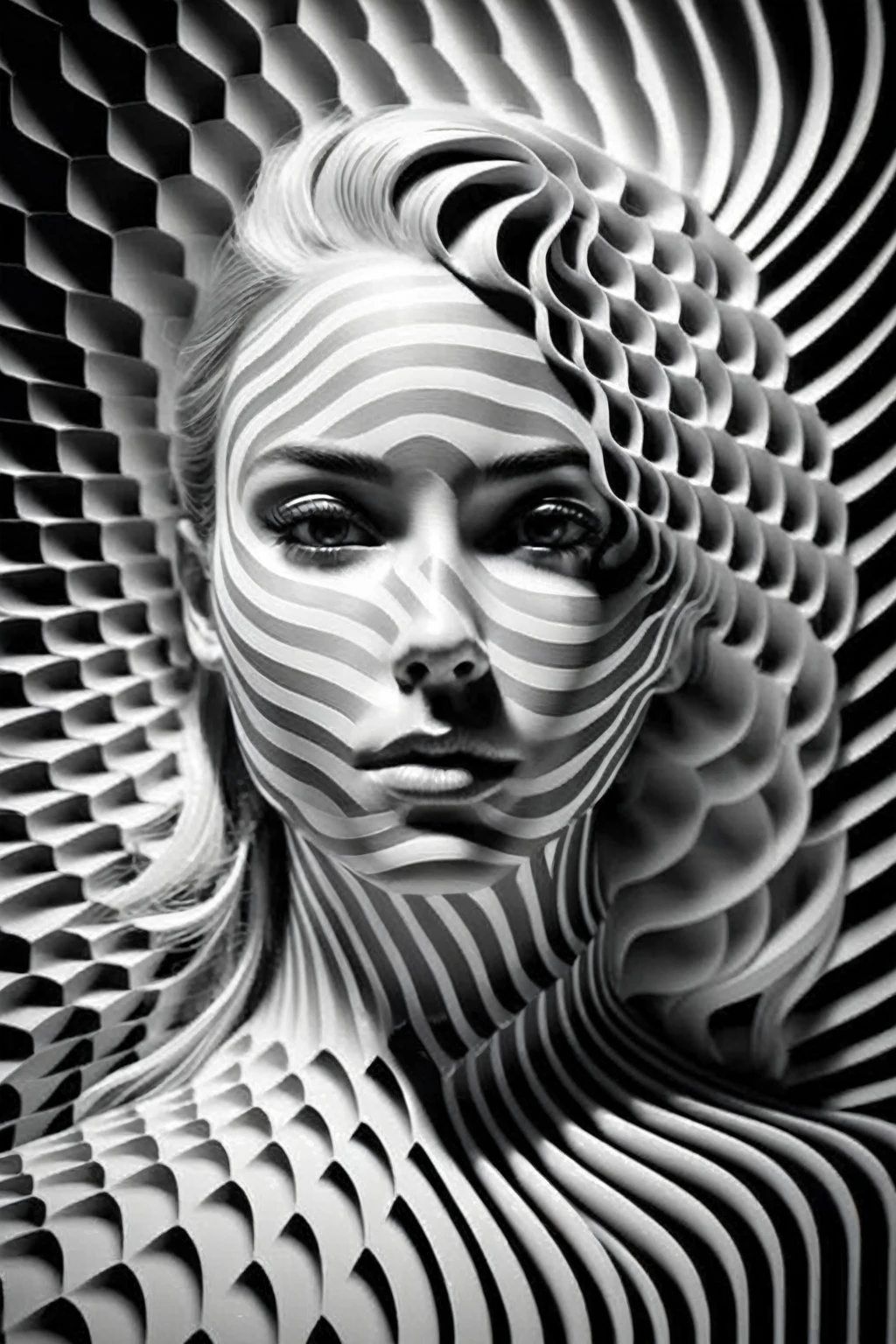 Woman with black and white markings on her face, Amazing digital art, intricate digital art, 3D Digital Art, 3D Digital Art, intricate digital artwork, 先進的な3D Digital Art, Incredibly detailed digital art, Digital Complex Art, Detailed 3D digital art, Amazing digital art, 4K Symmetrical Portrait, 4K Symmetrical Portrait