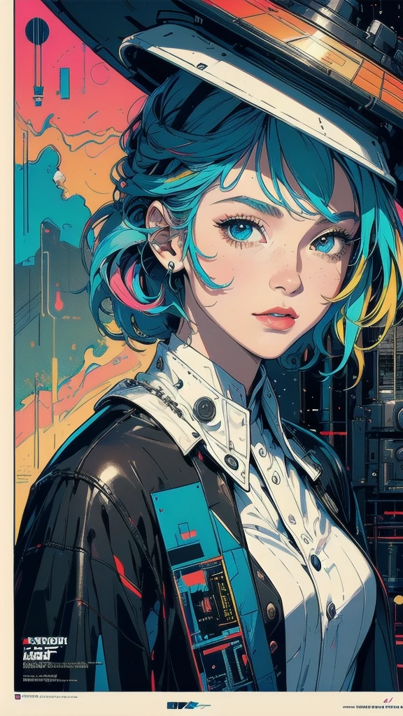 (((masterpiece, highest quality))),(((solo:1.2))),(((1girl:1.2))),32k wallpaper, very detailed, poster, vintage science fiction,(((((geometric cinematic movie poster))))), ((bauhaus)),(shape),(((abstract))),(mid century modern),movie poster,(((((portfolio))))),(((((Close-up))))),(((((bust up))))),((((more various angle)))),(((highlight))),Vast landscape,((((heterochromia)))),(((complete. detailed face))),(((Extremely talented))),(((most complecated machine))),(Colorful color scheme)