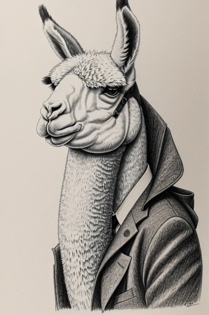 Llama ina suit drawing