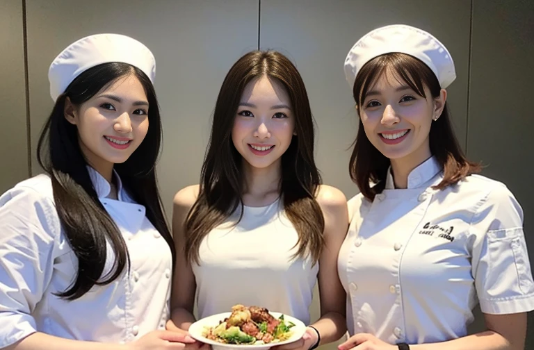 Beautiful chef,Registered dietitian,Chef&#39;s uniform,Putting long hair together,Big Breasts,Japanese,40 years old,Highest quality,8k,masterpiece,