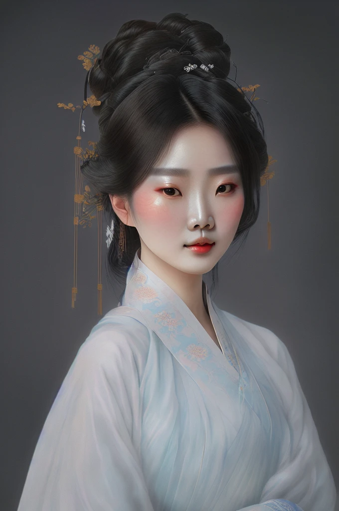 Wearing light-colored Hanfu,Oriental girl with rosy lips, palace ,Beautiful portrait images, Traditional Beauty, Wearing Chinese Hanfu,Wearing Chinese clothing, Chinese Girl, artwork in the style of 古魏兹, Cute and delicate face, Big bright eyes,Young cute pale Asian face,4K,8k,Ultra HD